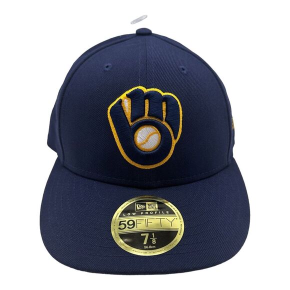 New Era 59Fifty Milwaukee Brewers On Field Low Profile Fitted Hat Cap Size 7 1/8 - Picture 1 of 7